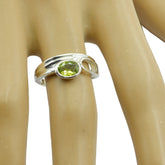 Eva Green Solitaire Ring in Silver with Peridot Gemstone